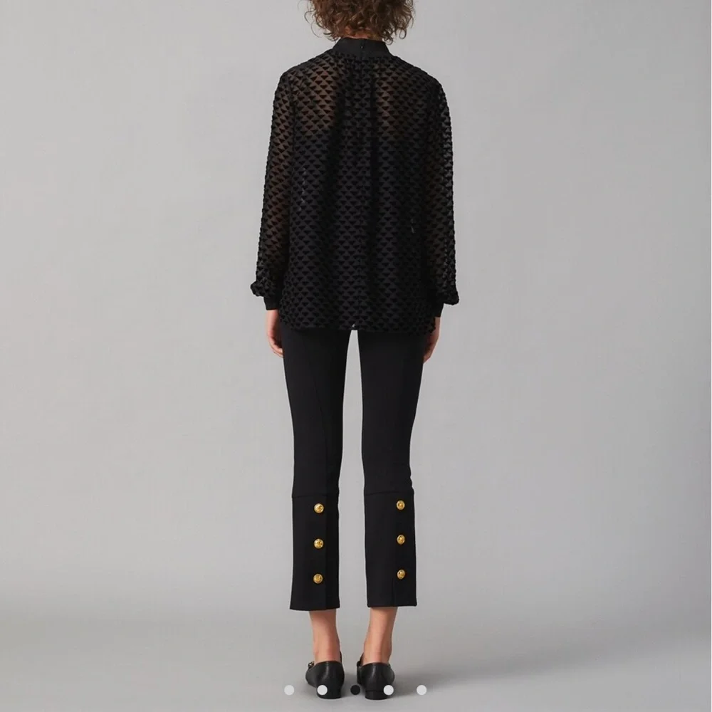 Chic Black Textured Blouse and Pants Set‎